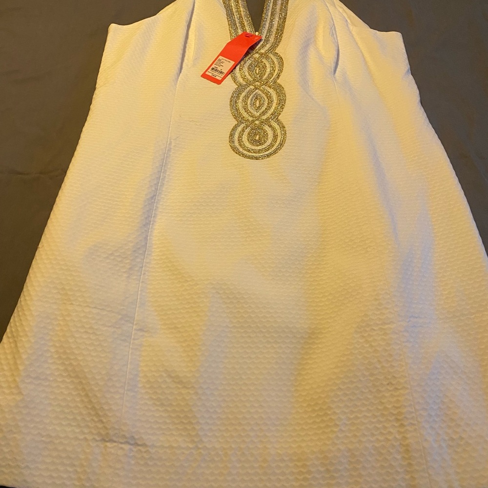 Lilly Pulitzer Cream Dress with Gold Embellishments